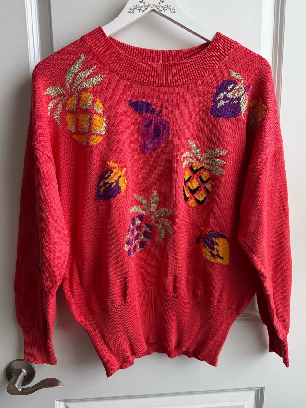 VTG Escada by Margaretha Ley crewneck sweater colorful fruit size 40 US 10